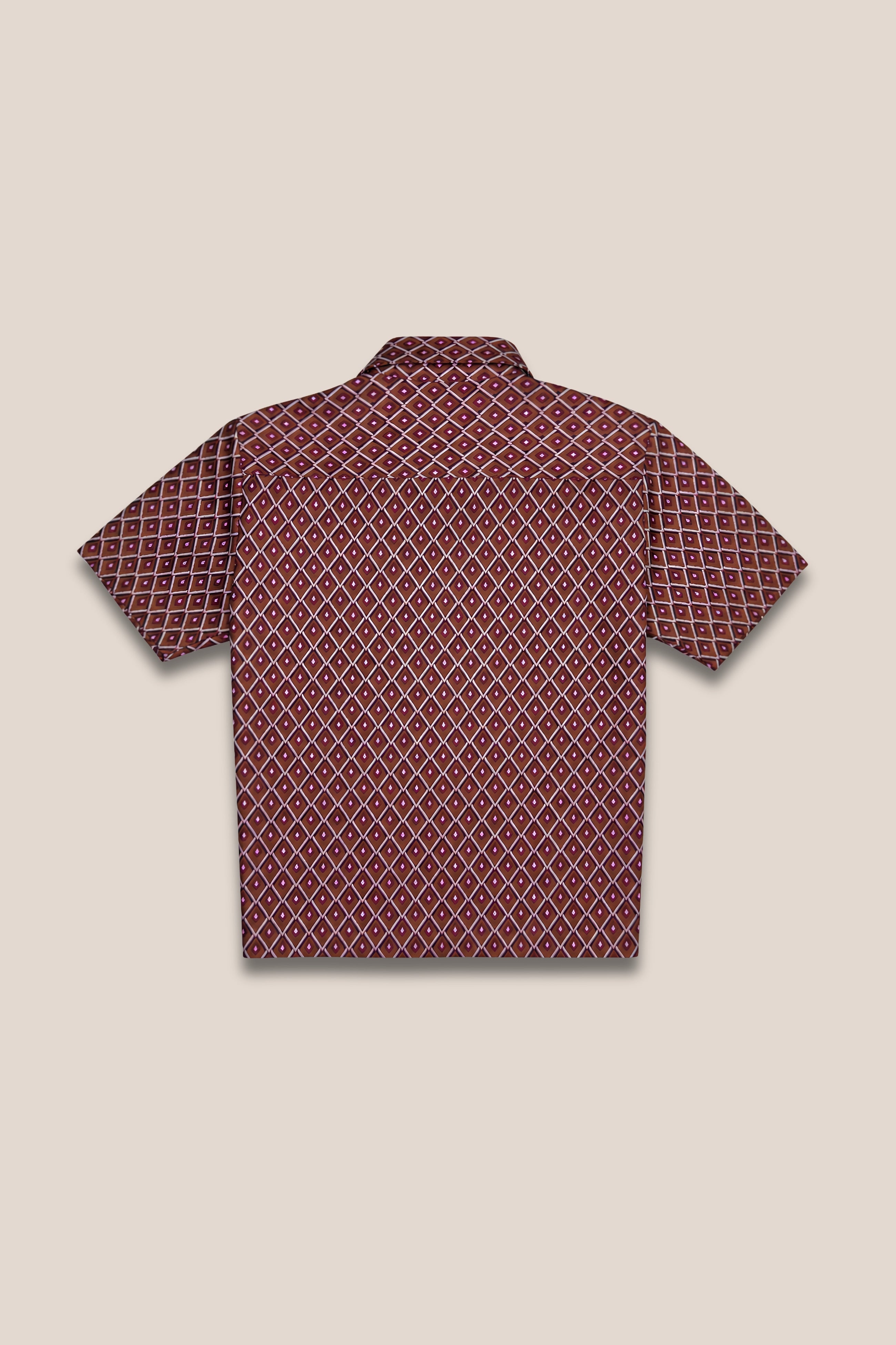 Chemise manches courtes jacquard terracotta - dos
