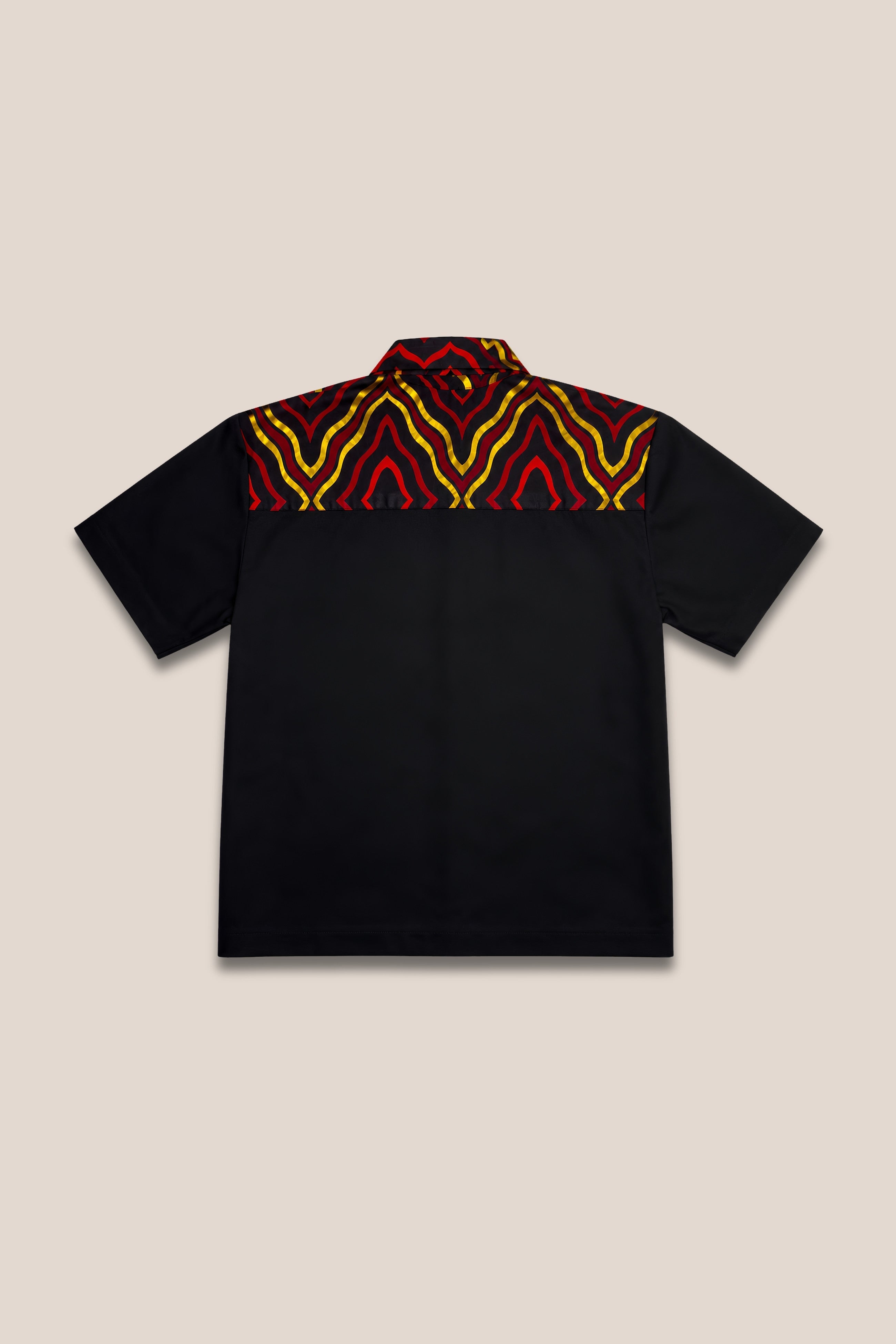 Chemise manches courtes bicolore rouge et or - dos