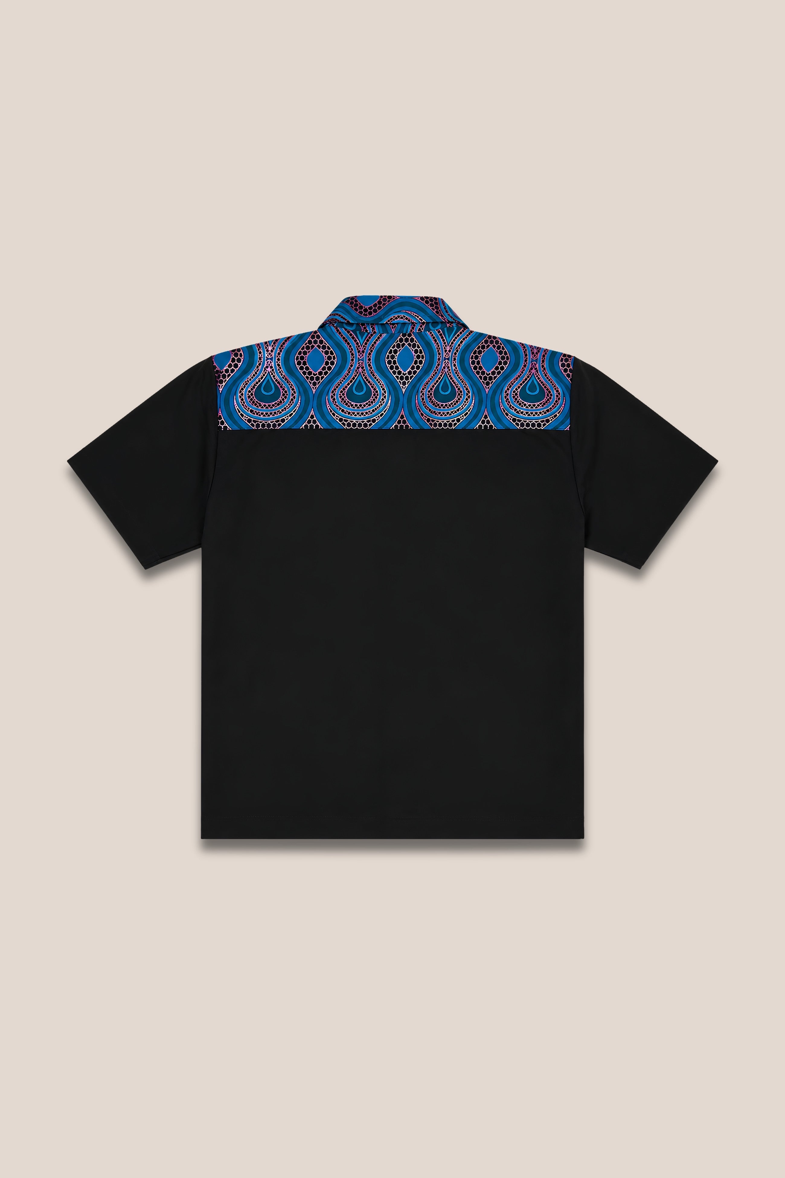 Chemise manches courtes bleu bicolore - dos