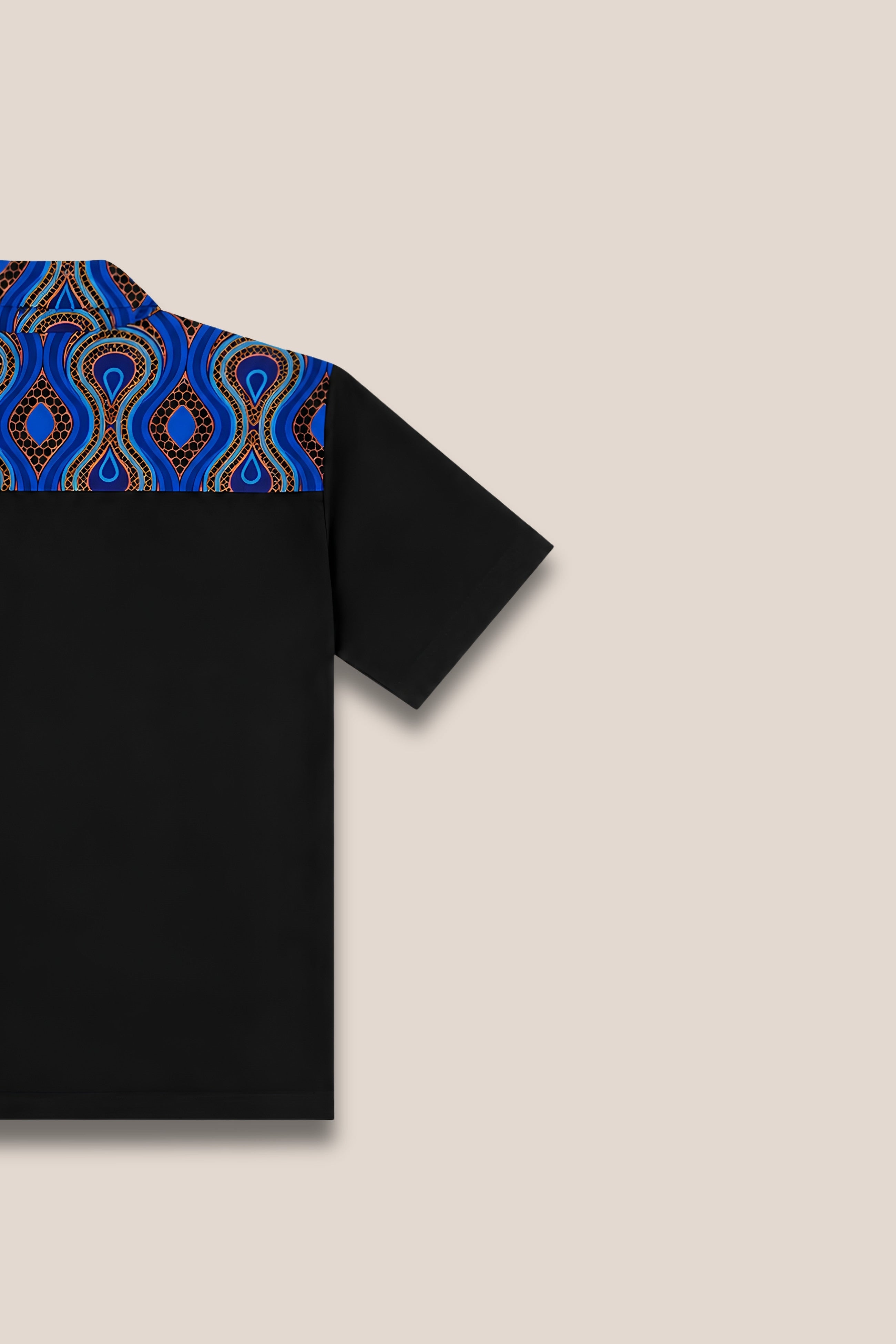 Chemise manches courtes bleu vif bicolore - zoom details