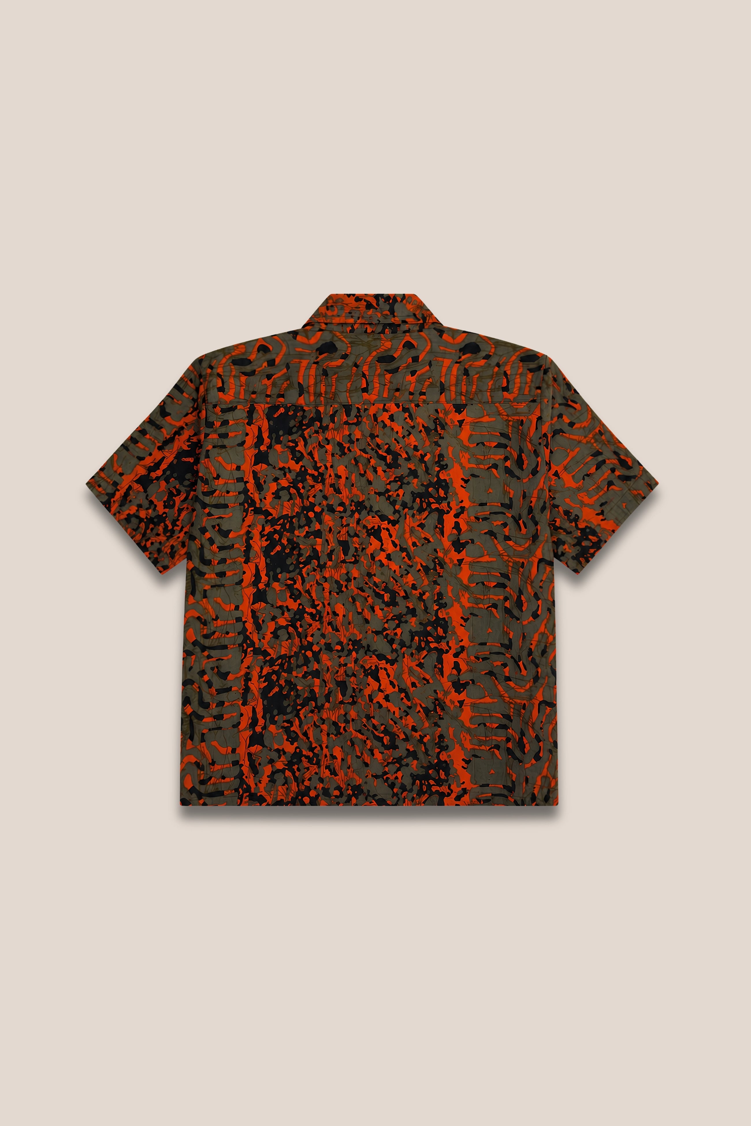 Chemise manches courtes kaki et orange - dos
