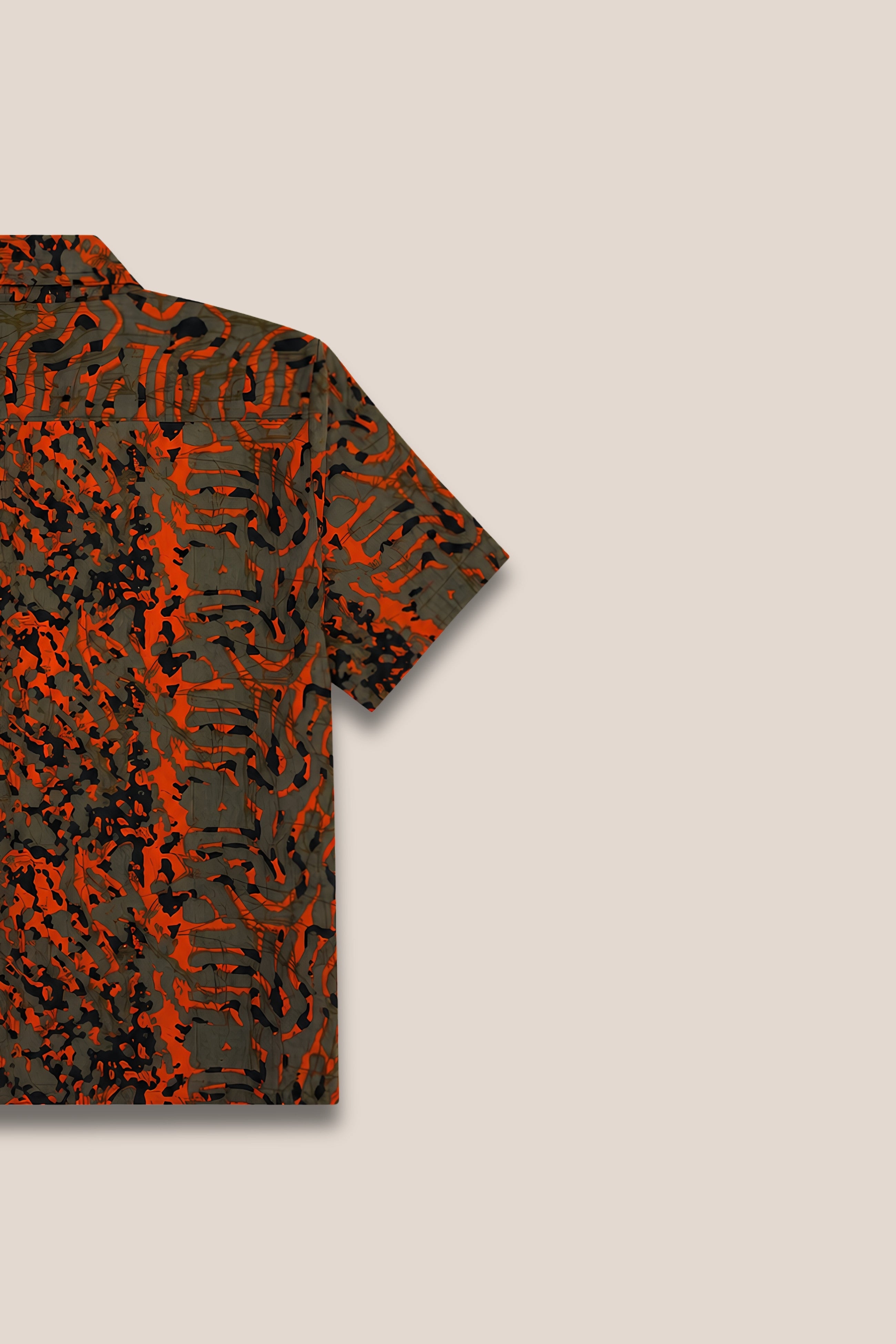 Chemise manches courtes kaki et orange - zoom détails