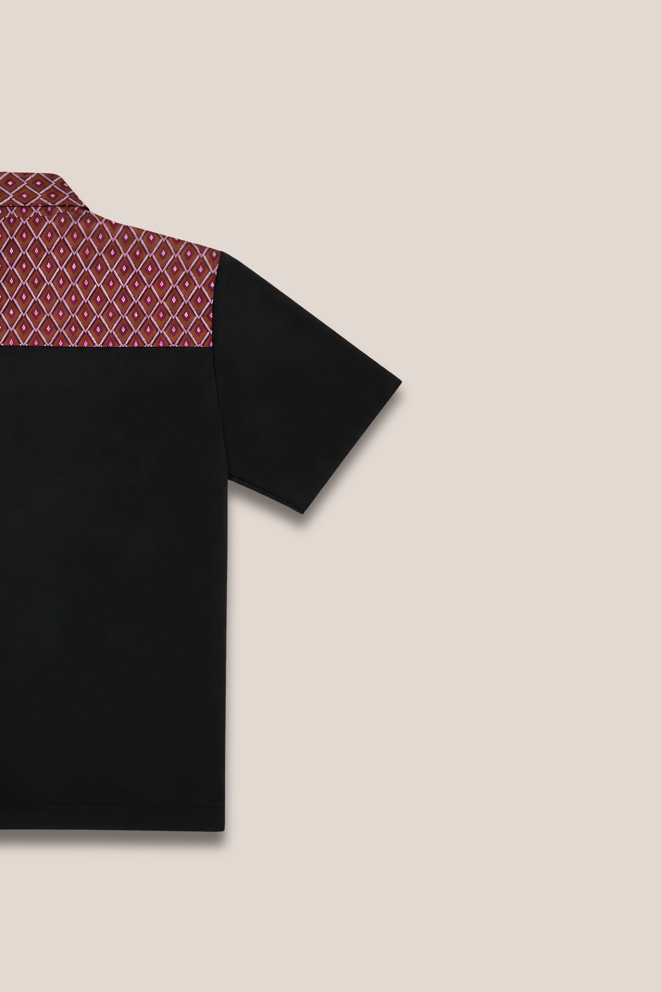 Chemise manches courtes terracotta bicolore - zoom détails