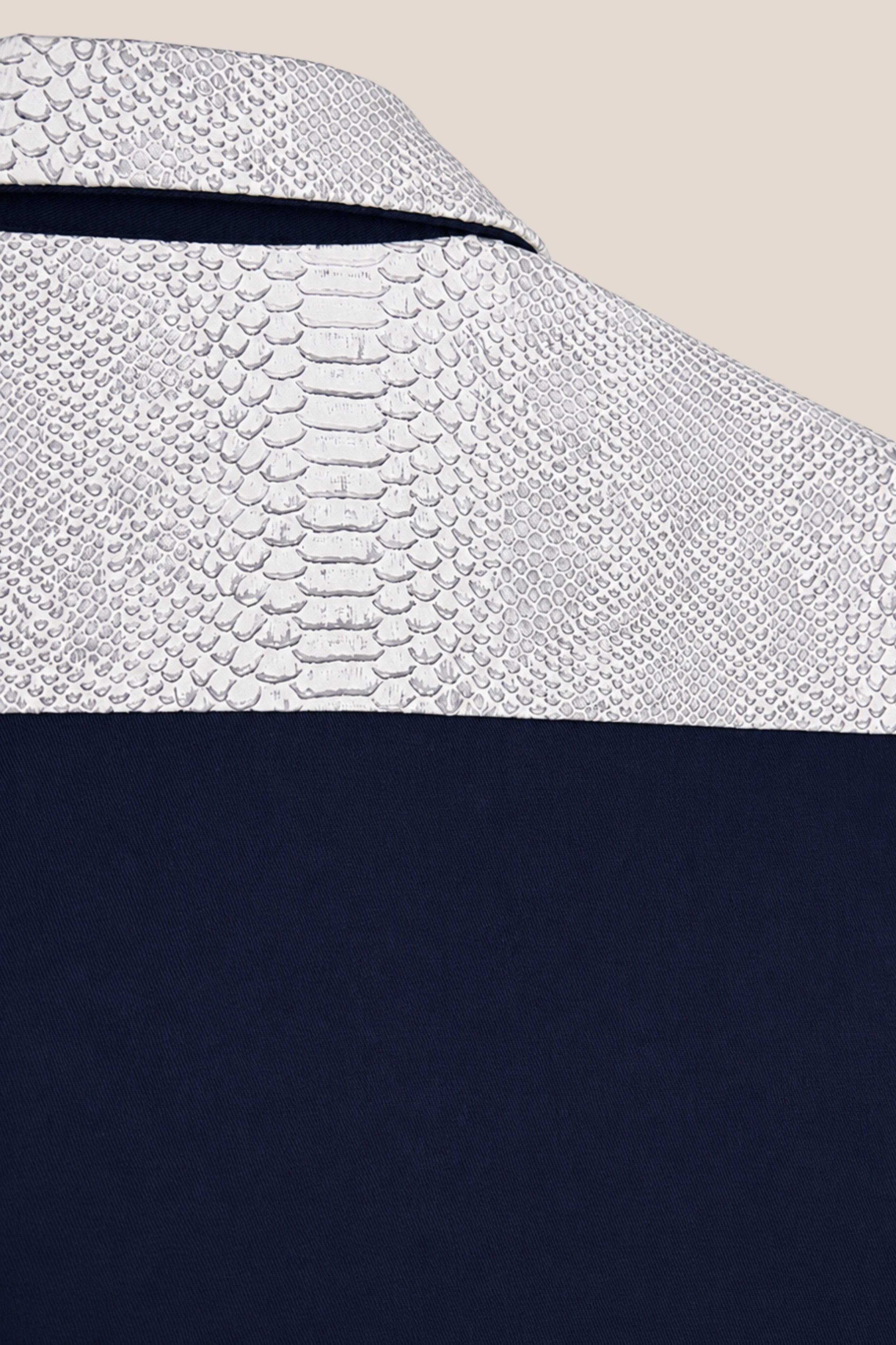Chemise zippée manches courtes bicolore blanc python