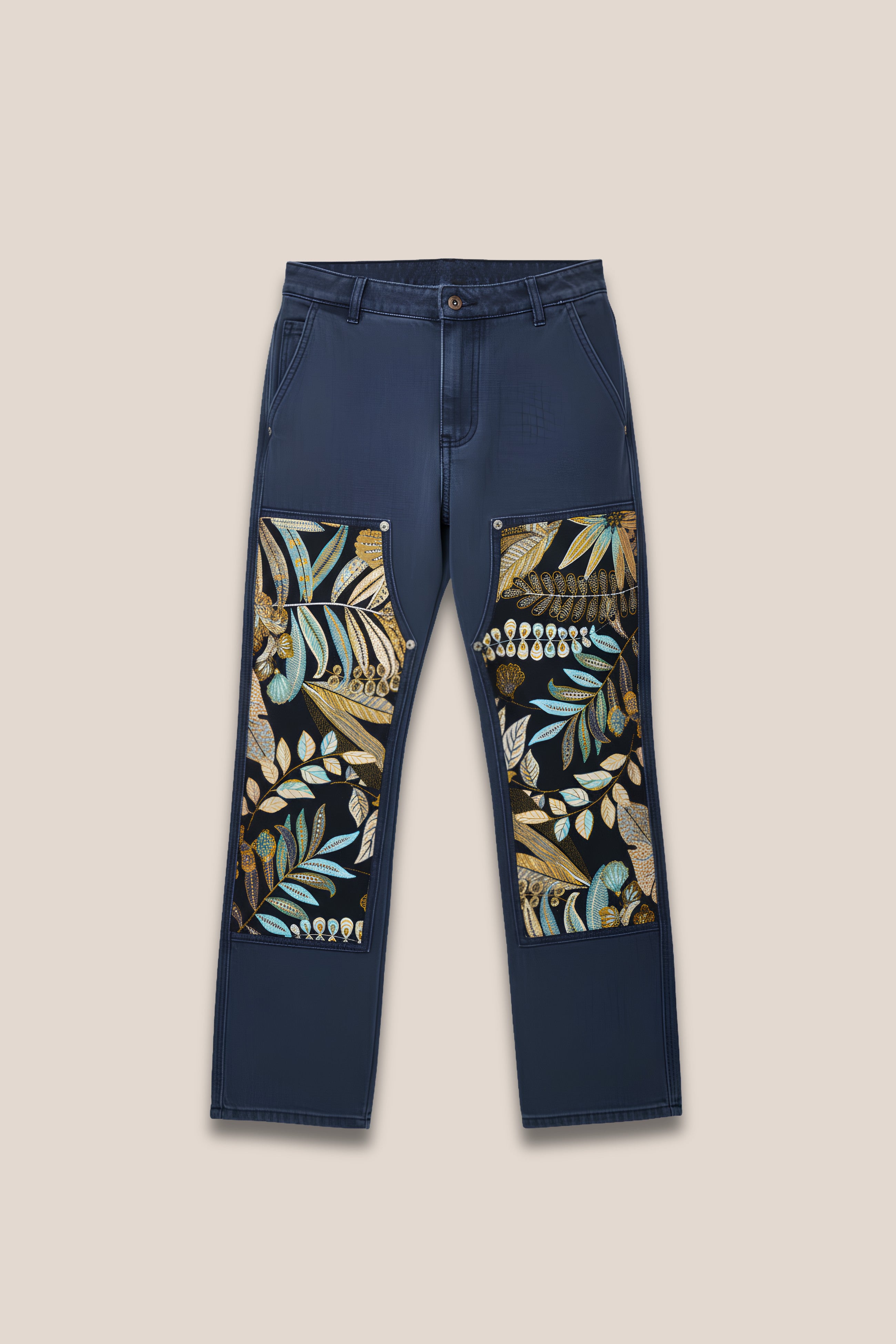 Pantalon cargo "Azure coton lourd" Tropical Patch - face
