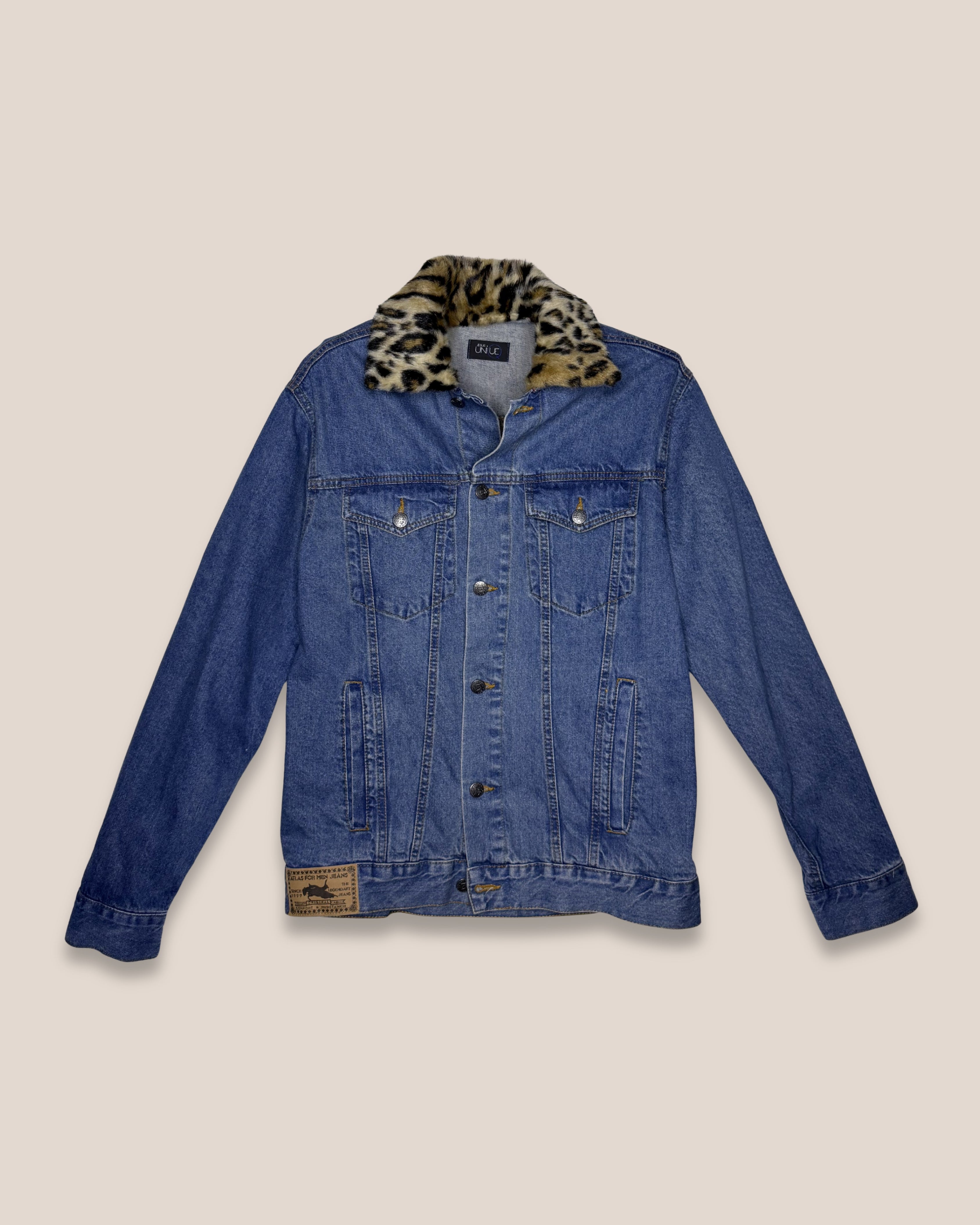 Blouson "Indigo Leopard Trucker"