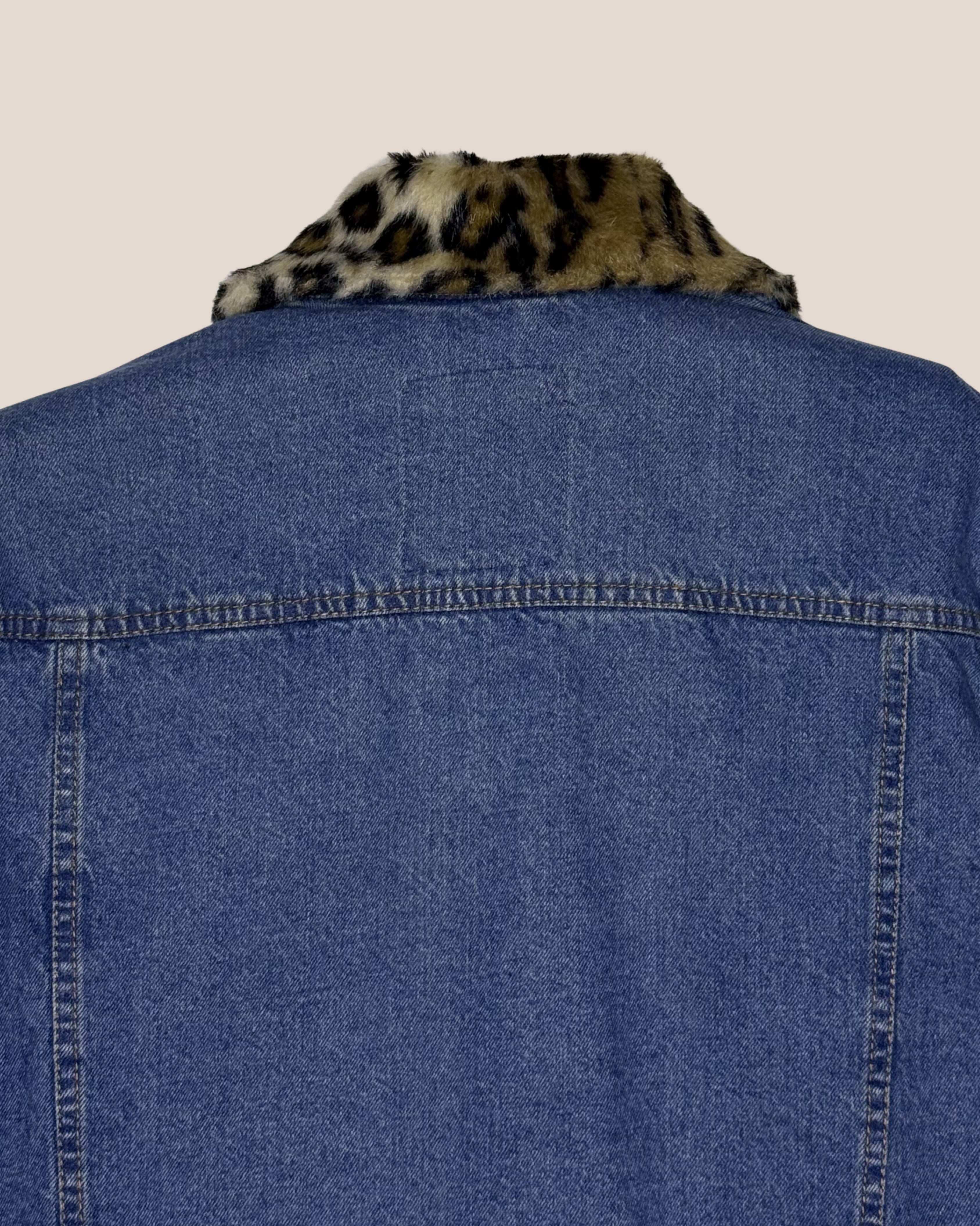 Blouson "Indigo Leopard Trucker"