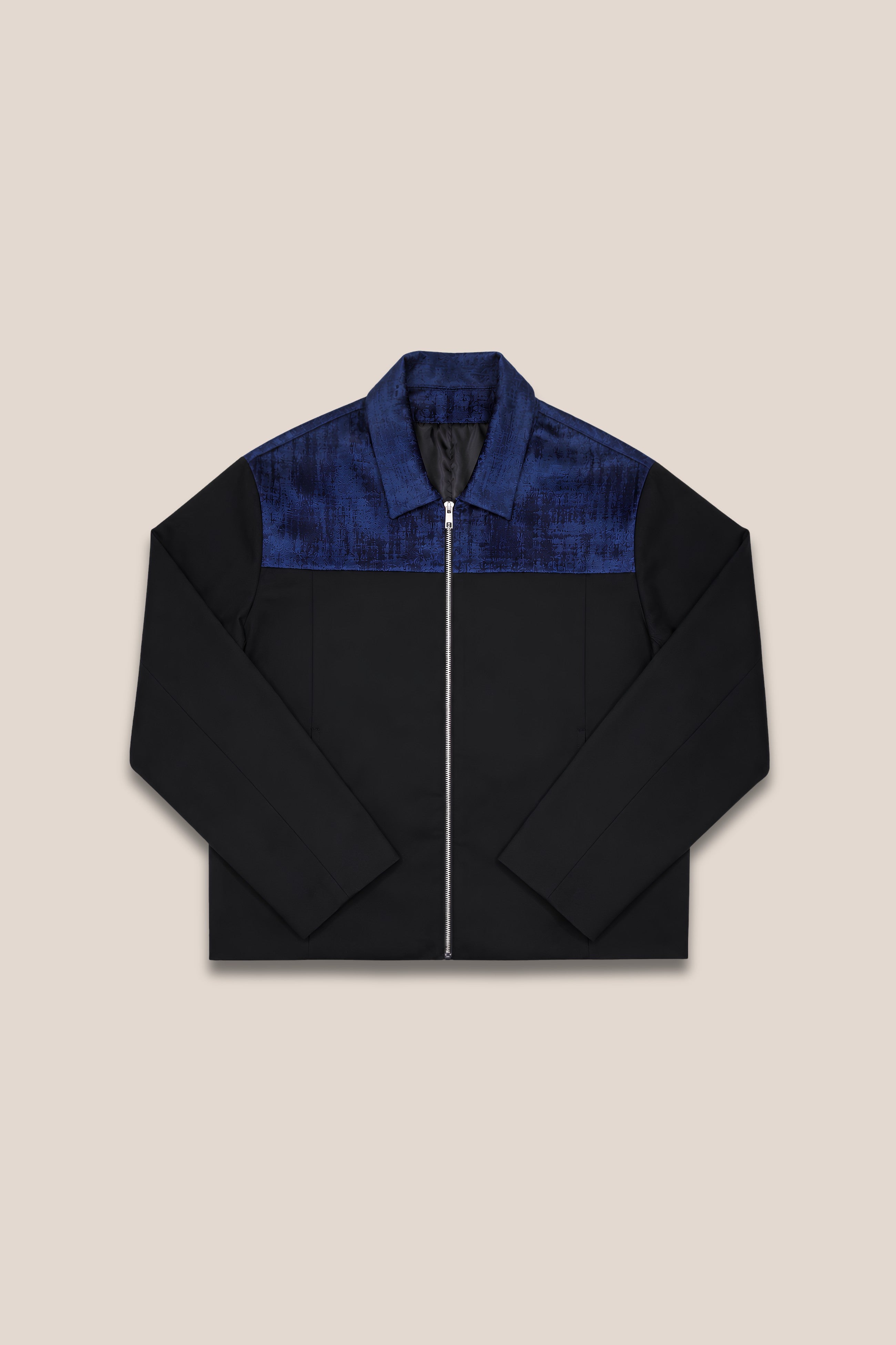 Veste zippée bicolore bleu - face