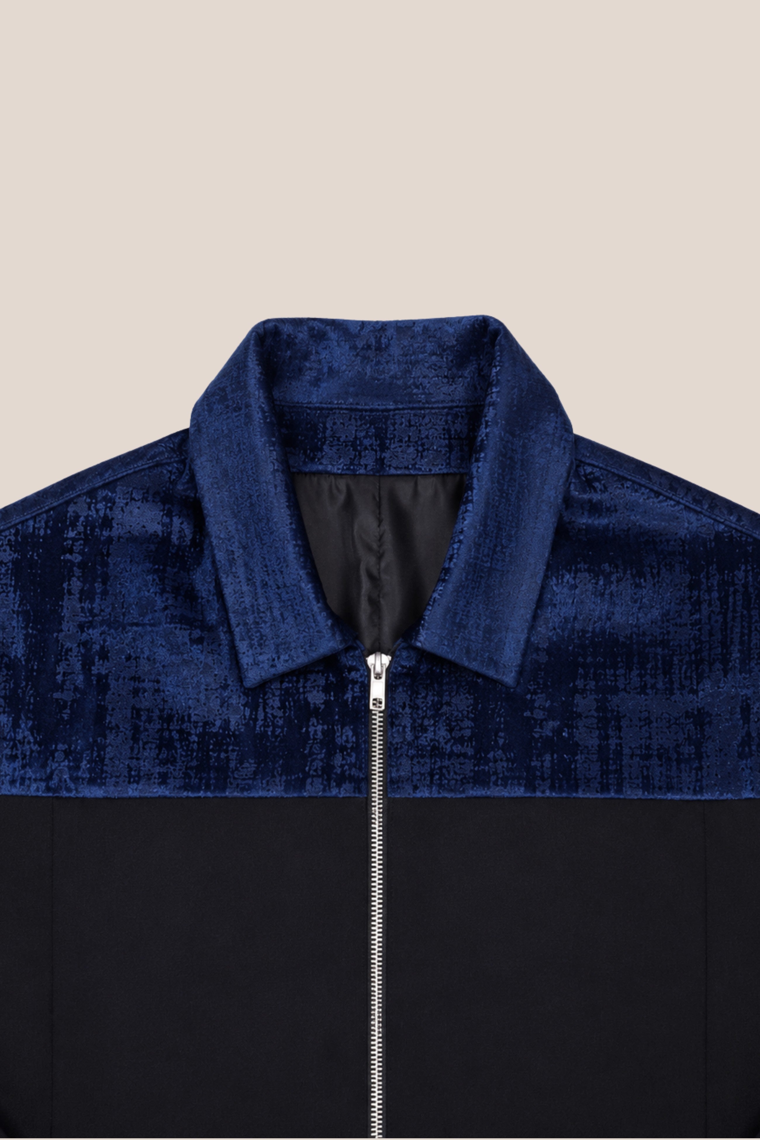 Veste zippée bicolore bleu - détail col