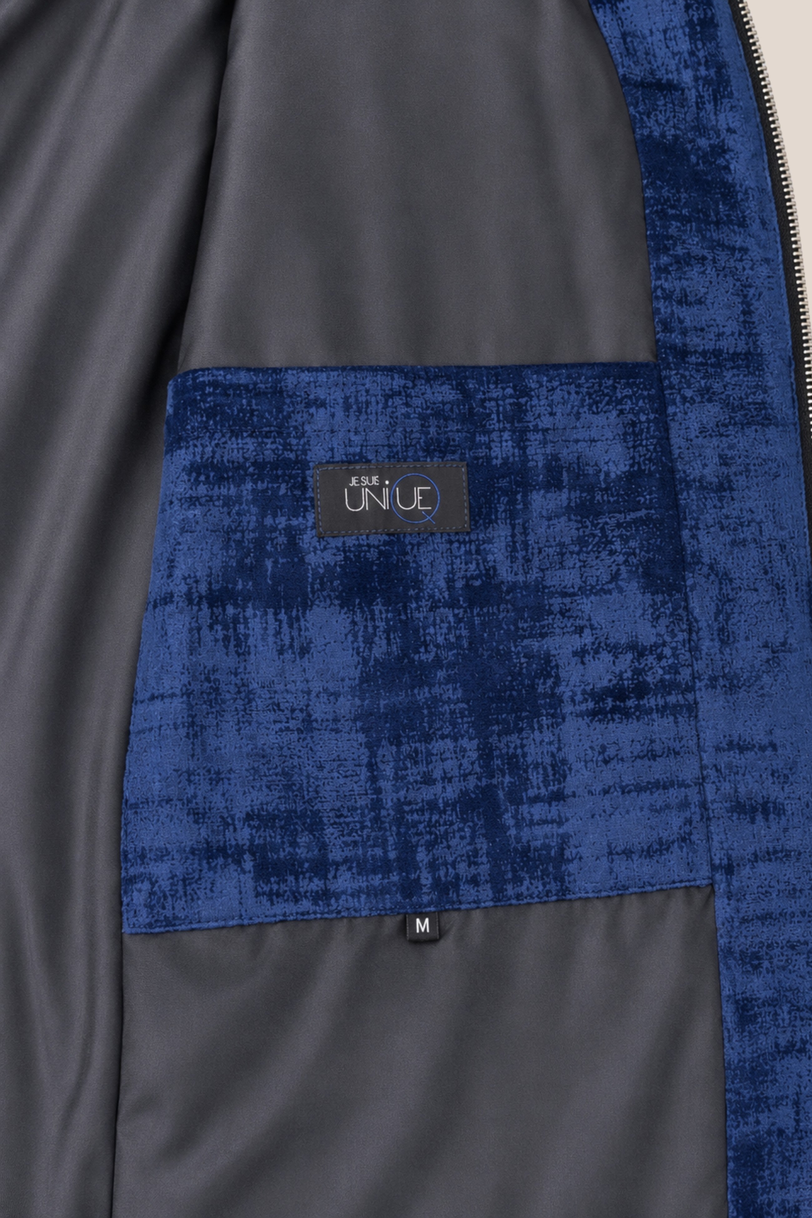 Veste zippée bicolore bleu - détail poche 