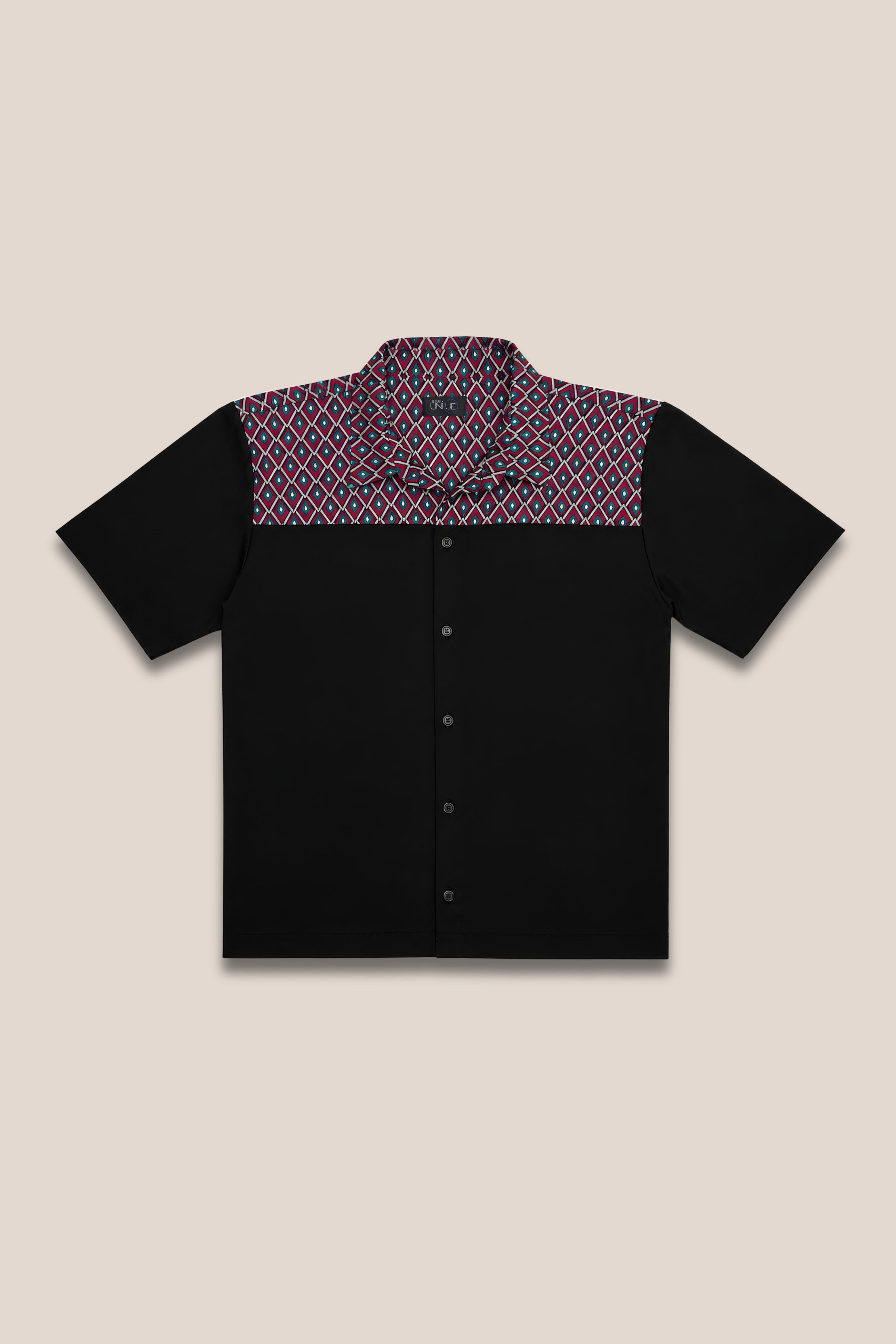 chemise bi-matière jacquard bordeaux vert face