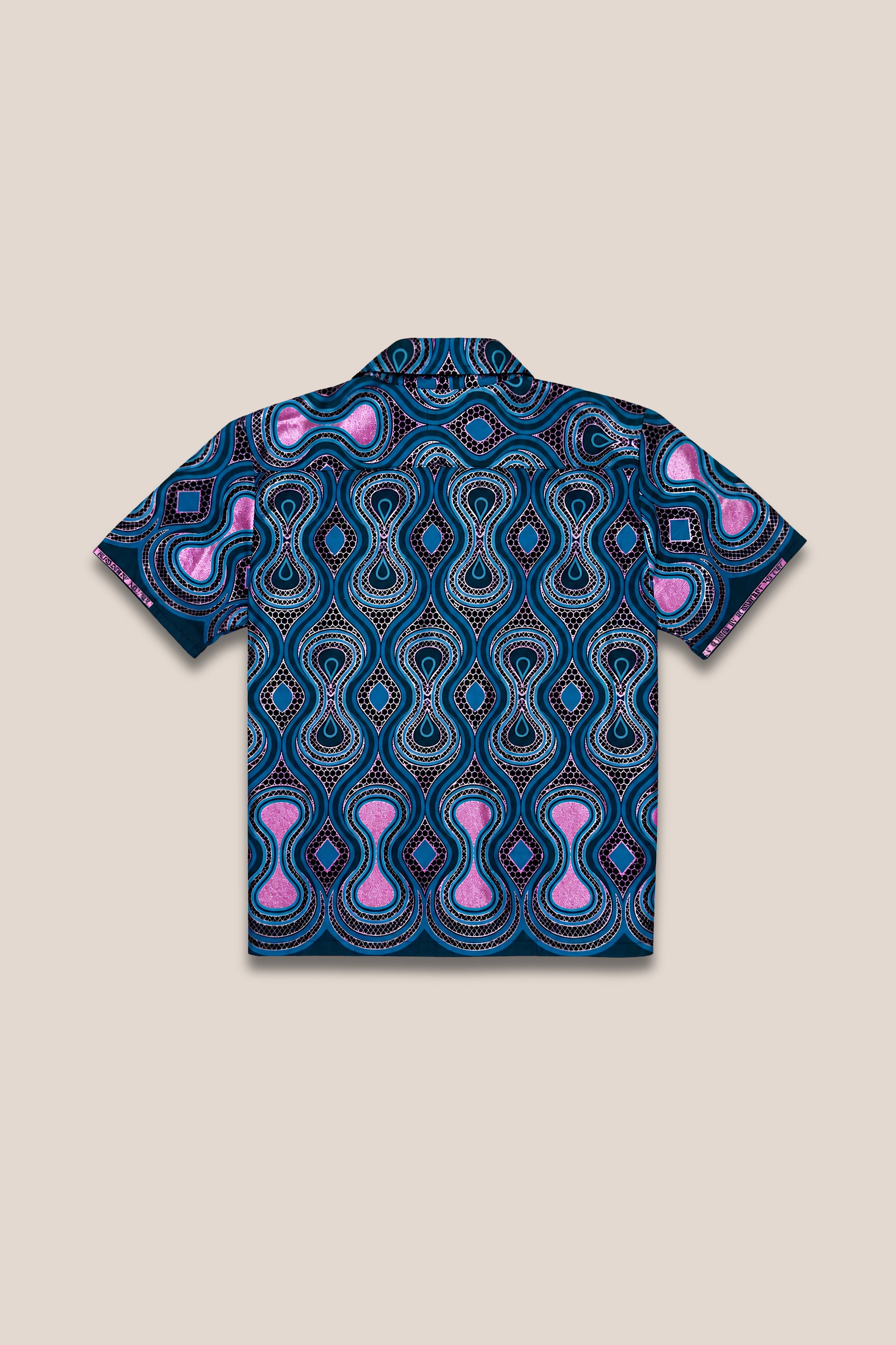 Chemise droite manche courte imprimé bleu