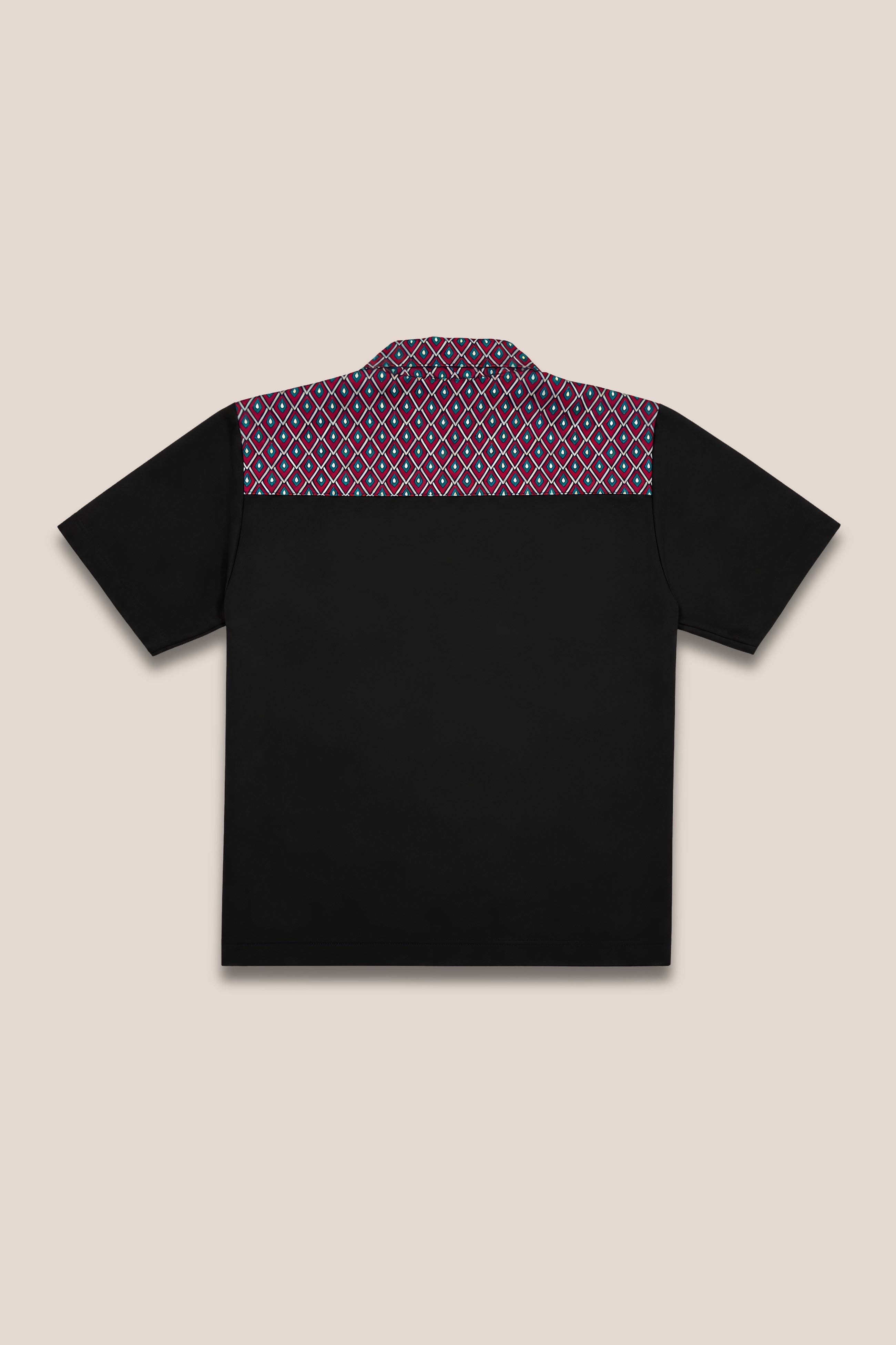 chemise jacquard bordeaux vert bi-matière dos