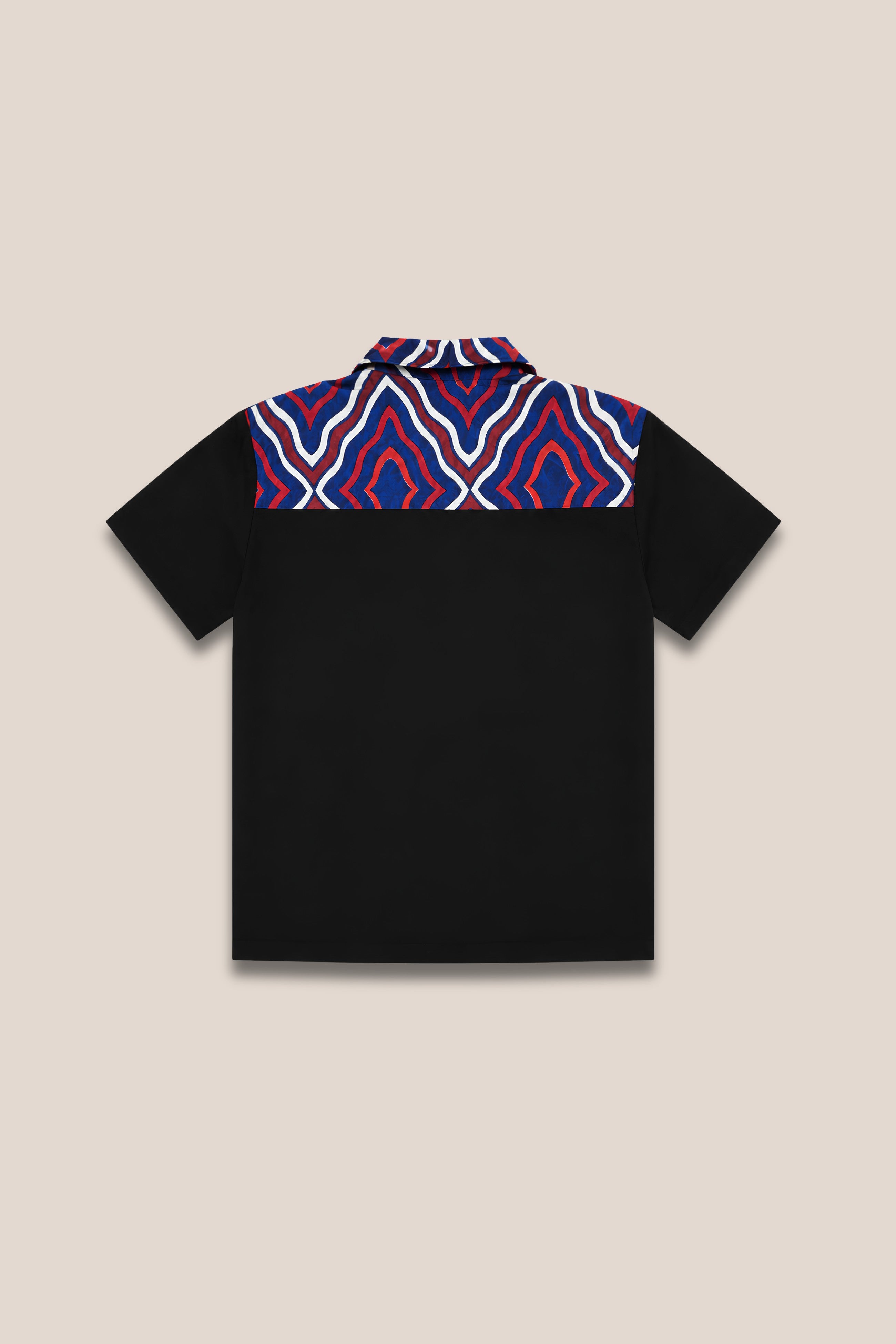 chemise signature bi matière noir et bleu dos
