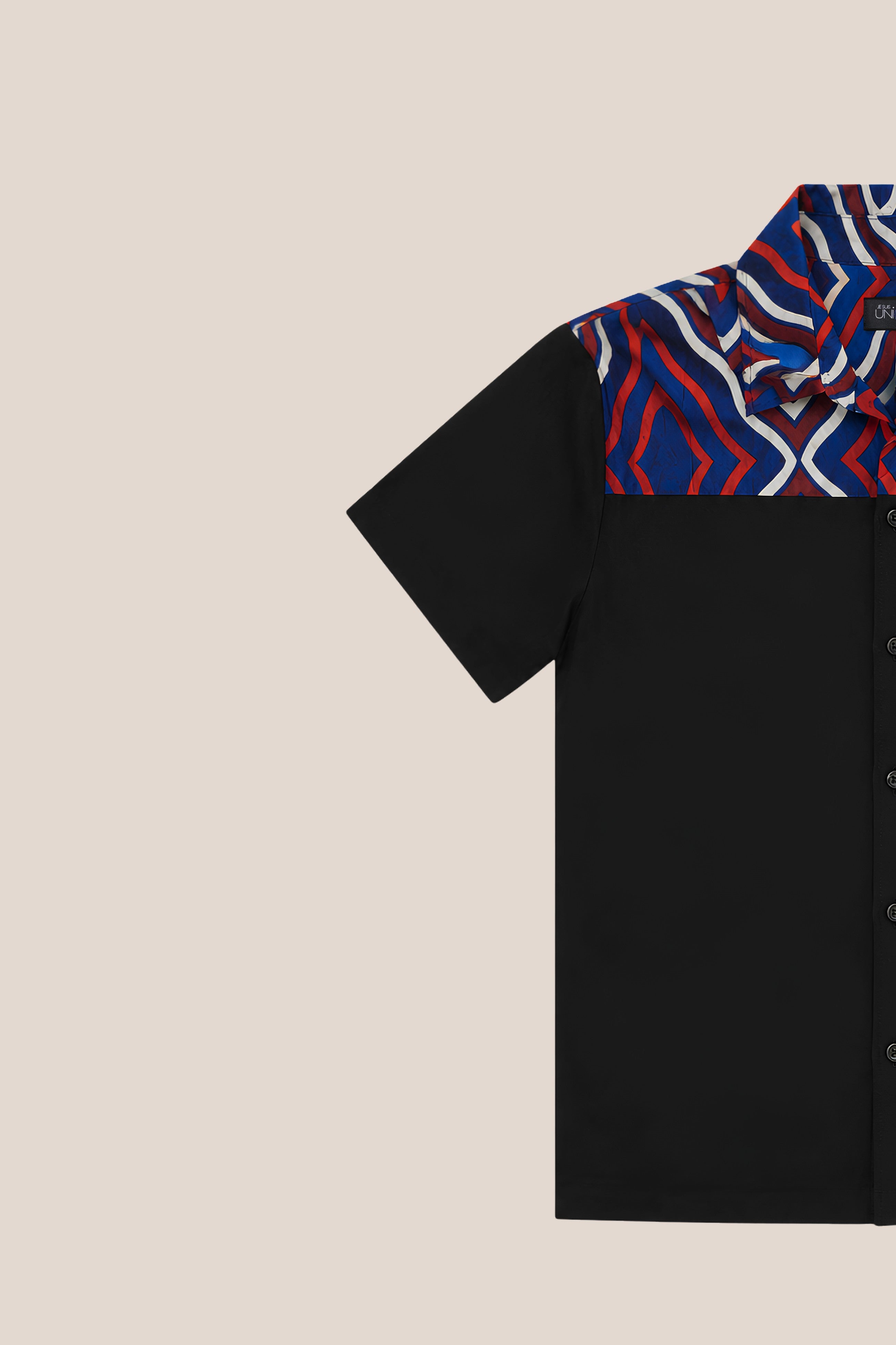 chemise signature bi matière noir et bleu 3
