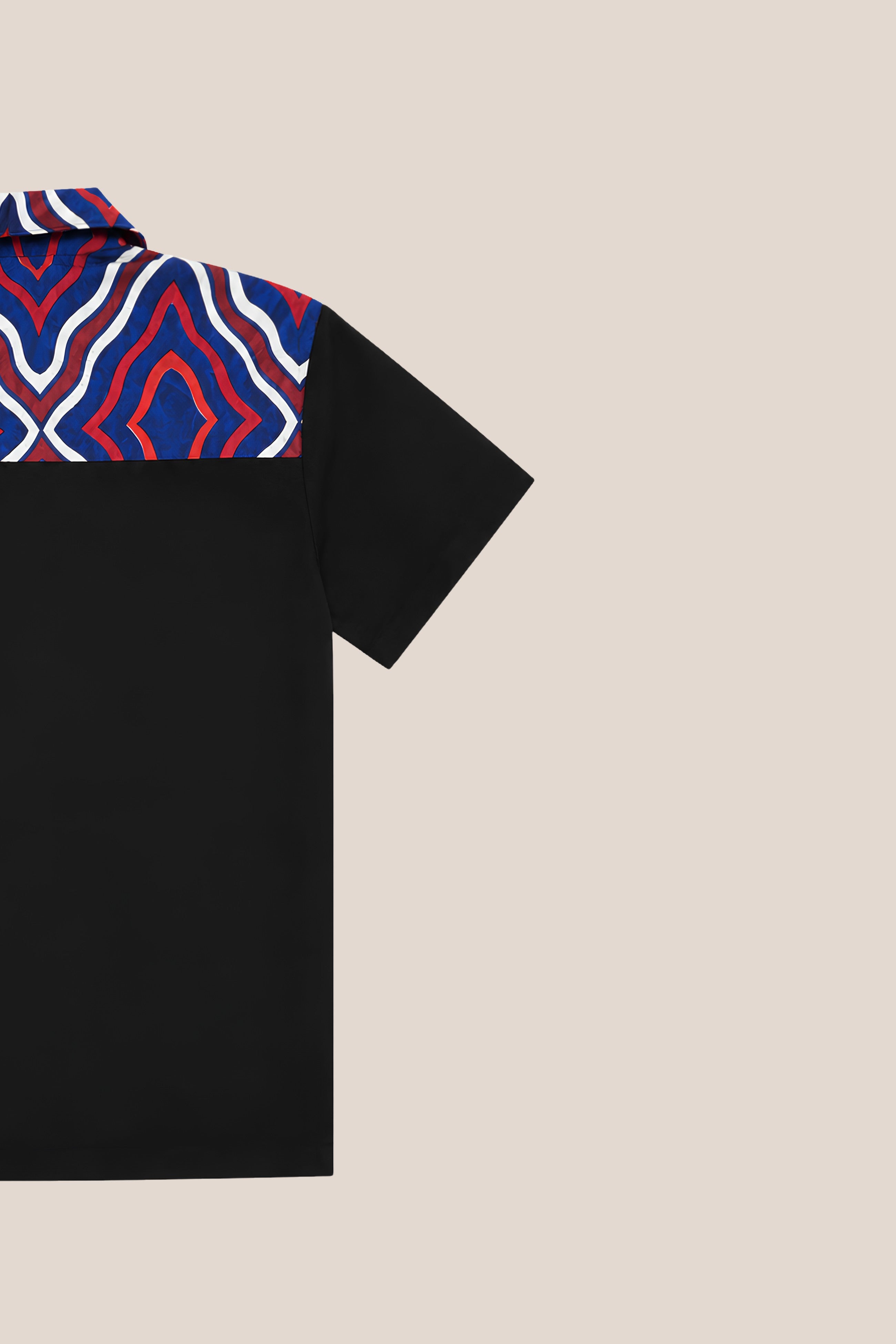 chemise signature bi matière noir et bleu 4