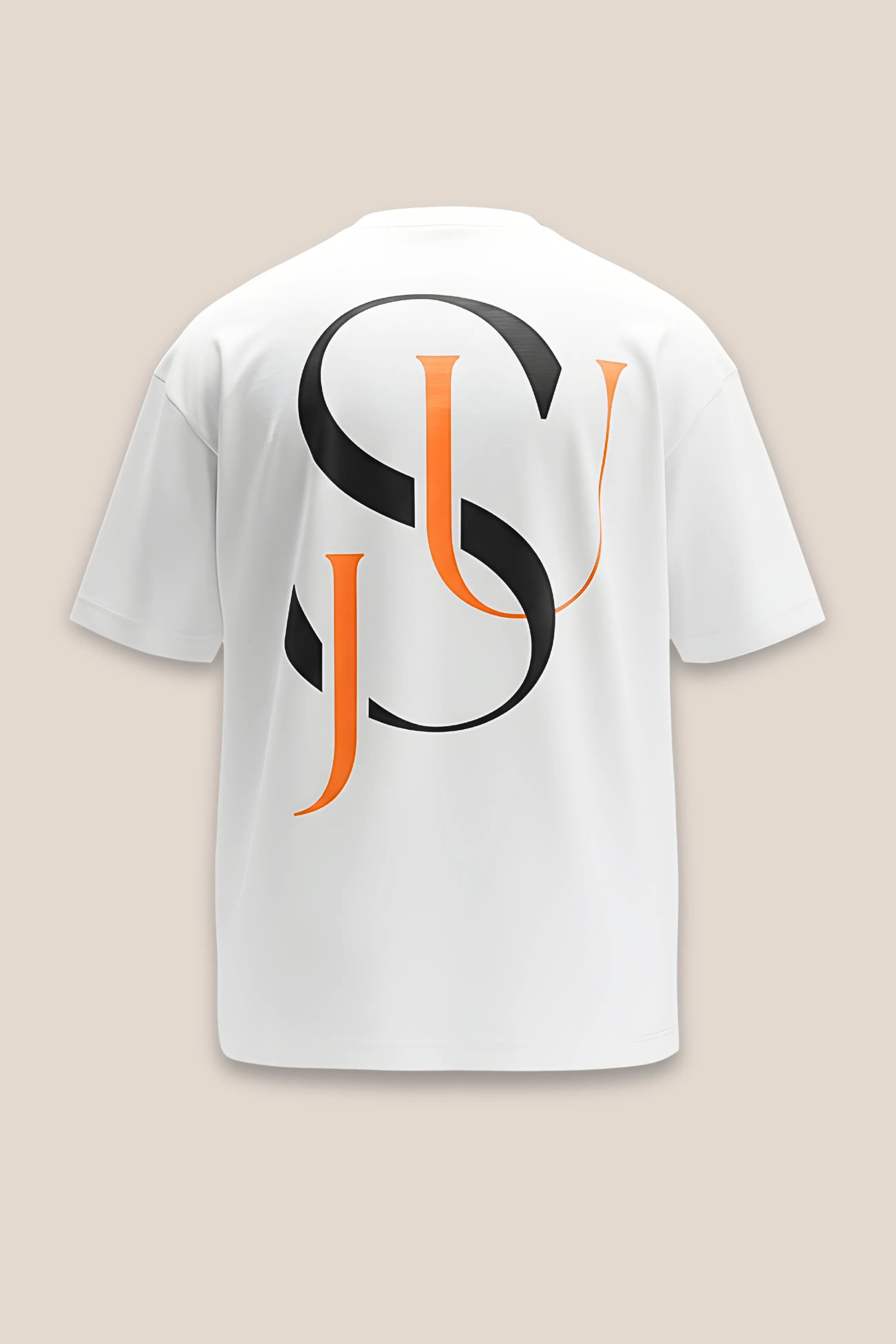 T-shirt Iconic JSU Blanc Oversized — Logo Noir & Orange