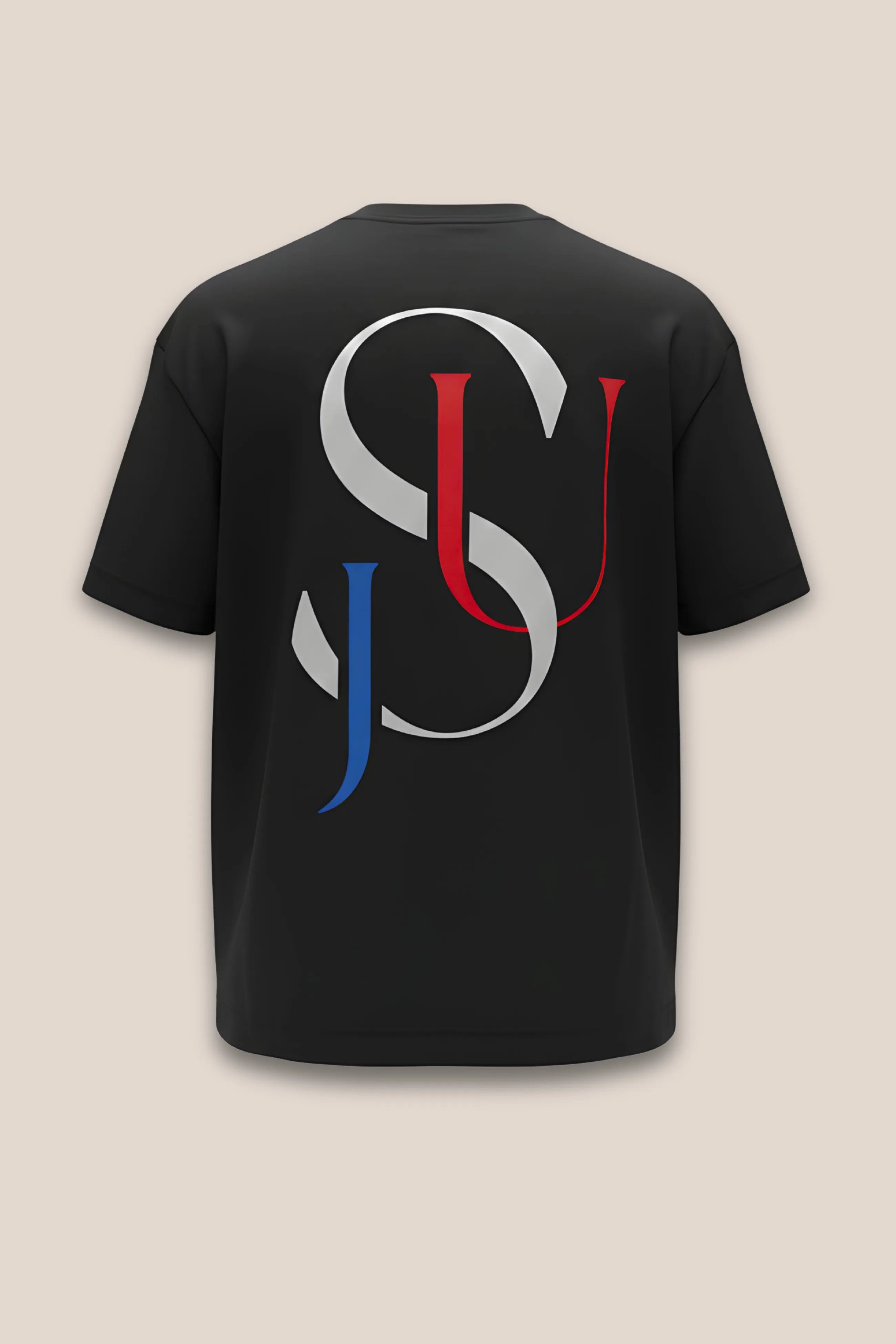 T-shirt Iconic JSU Noir Oversized — Logo Bleu, Blanc & Rouge