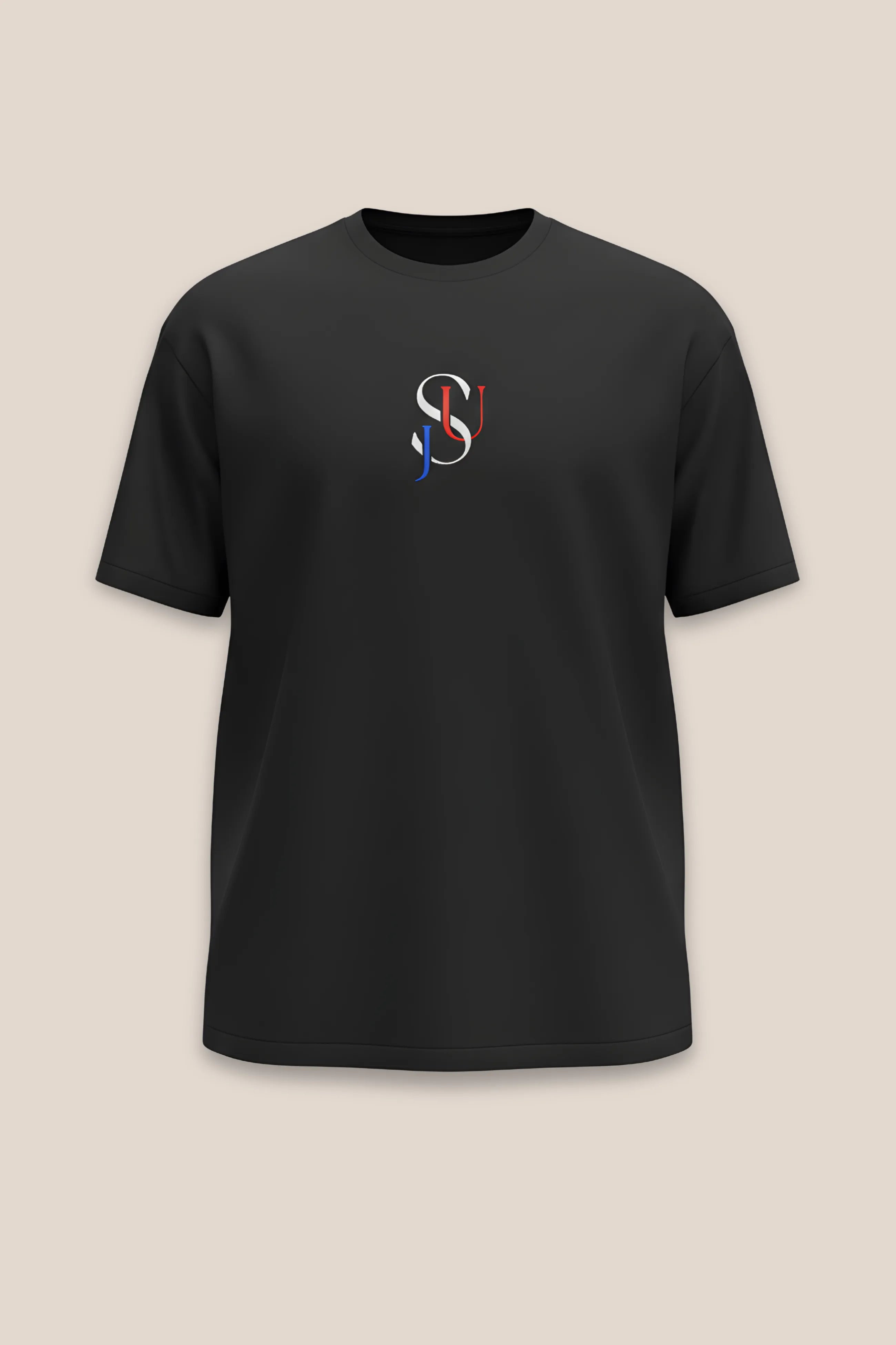 T-shirt Iconic JSU Noir Oversized — Logo Bleu, Blanc & Rouge