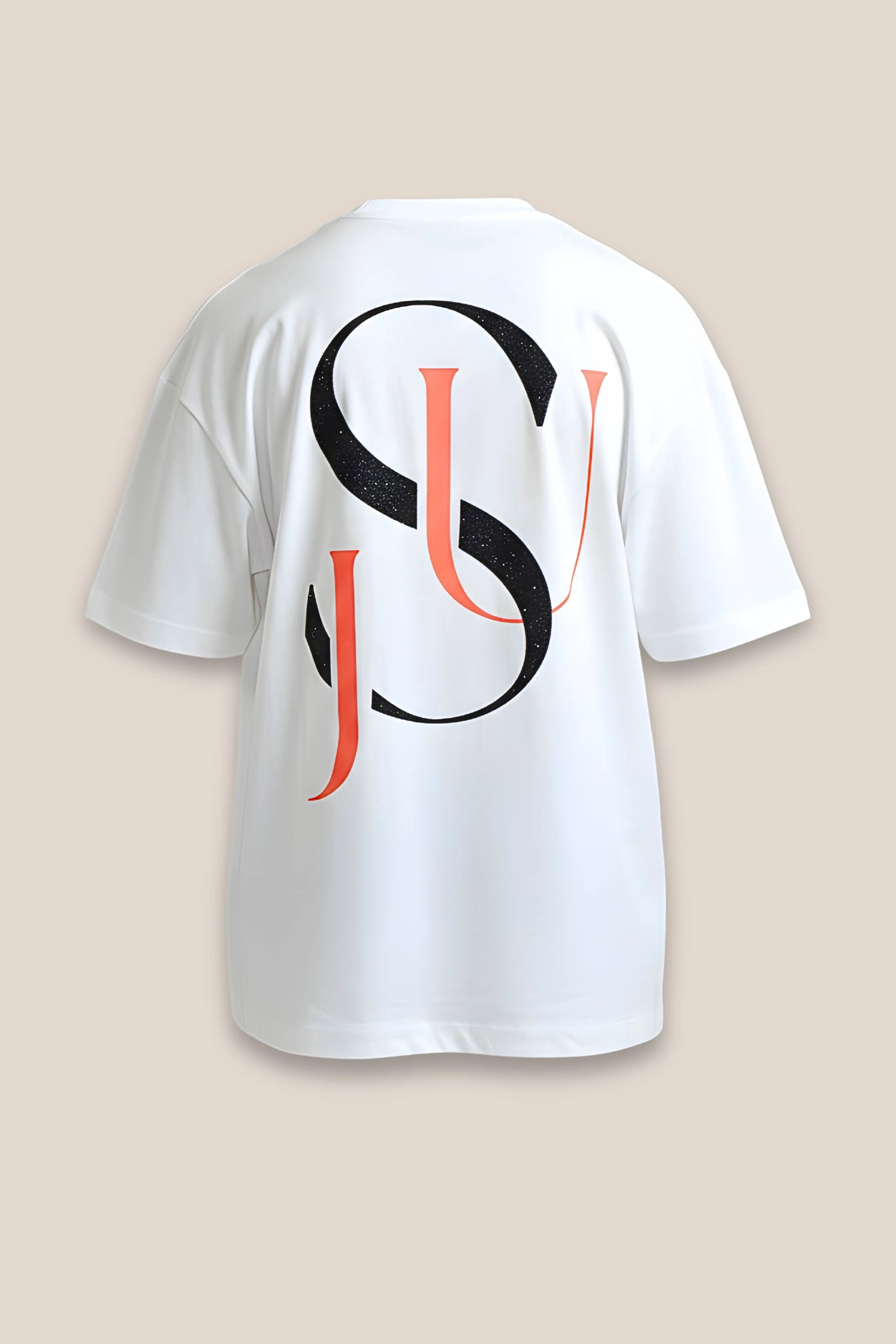 T-shirt Iconic JSU Blanc Oversized — Logo Noir Paillette & Orange
