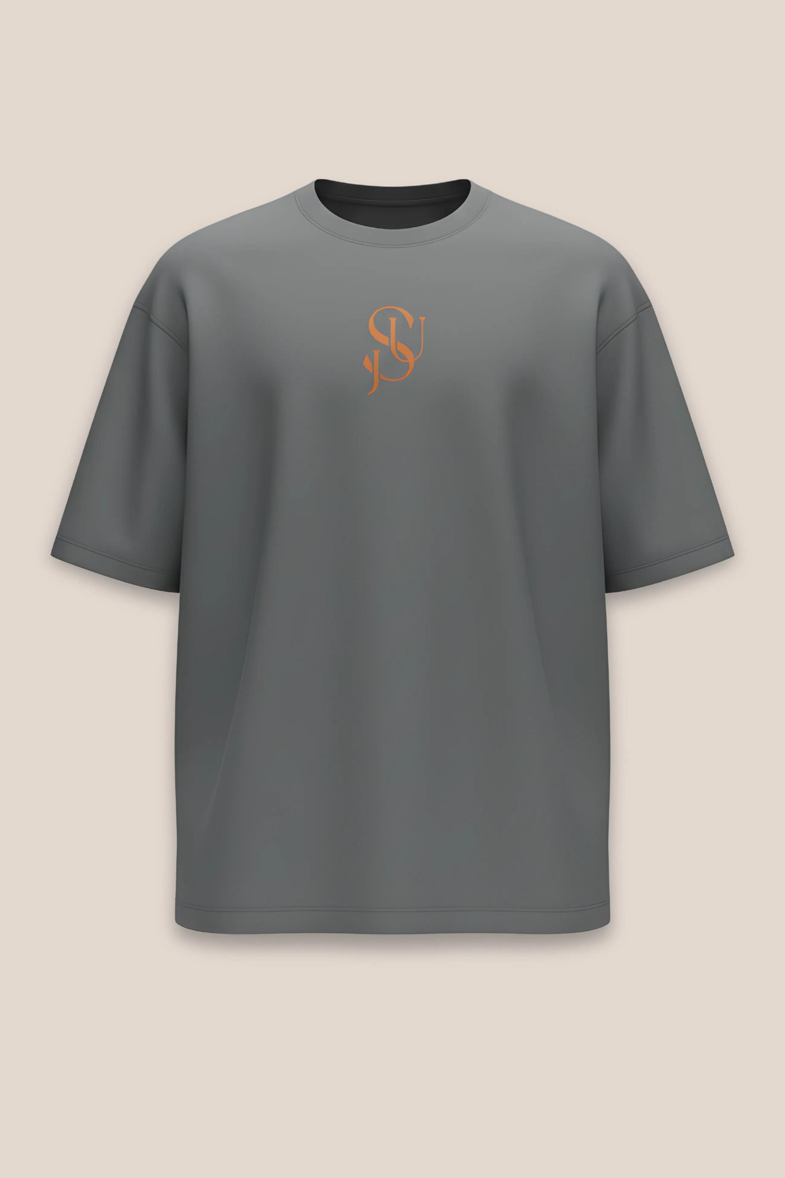 T-shirt Iconic JSU Gris Oversized — Logo Terracotta