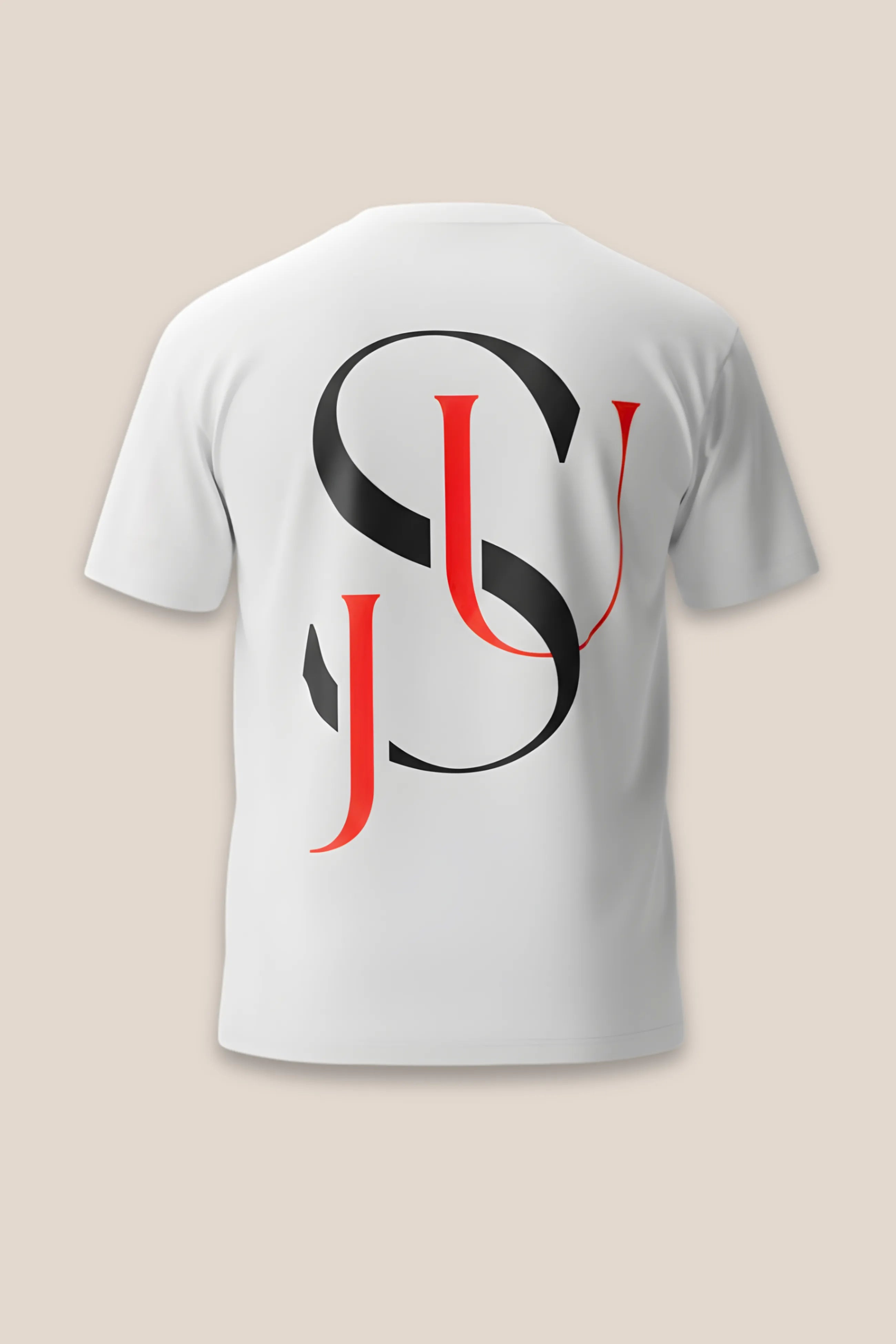 T-shirt Iconic JSU Blanc Oversized — Logo Noir Paillette & Rouge Fluo