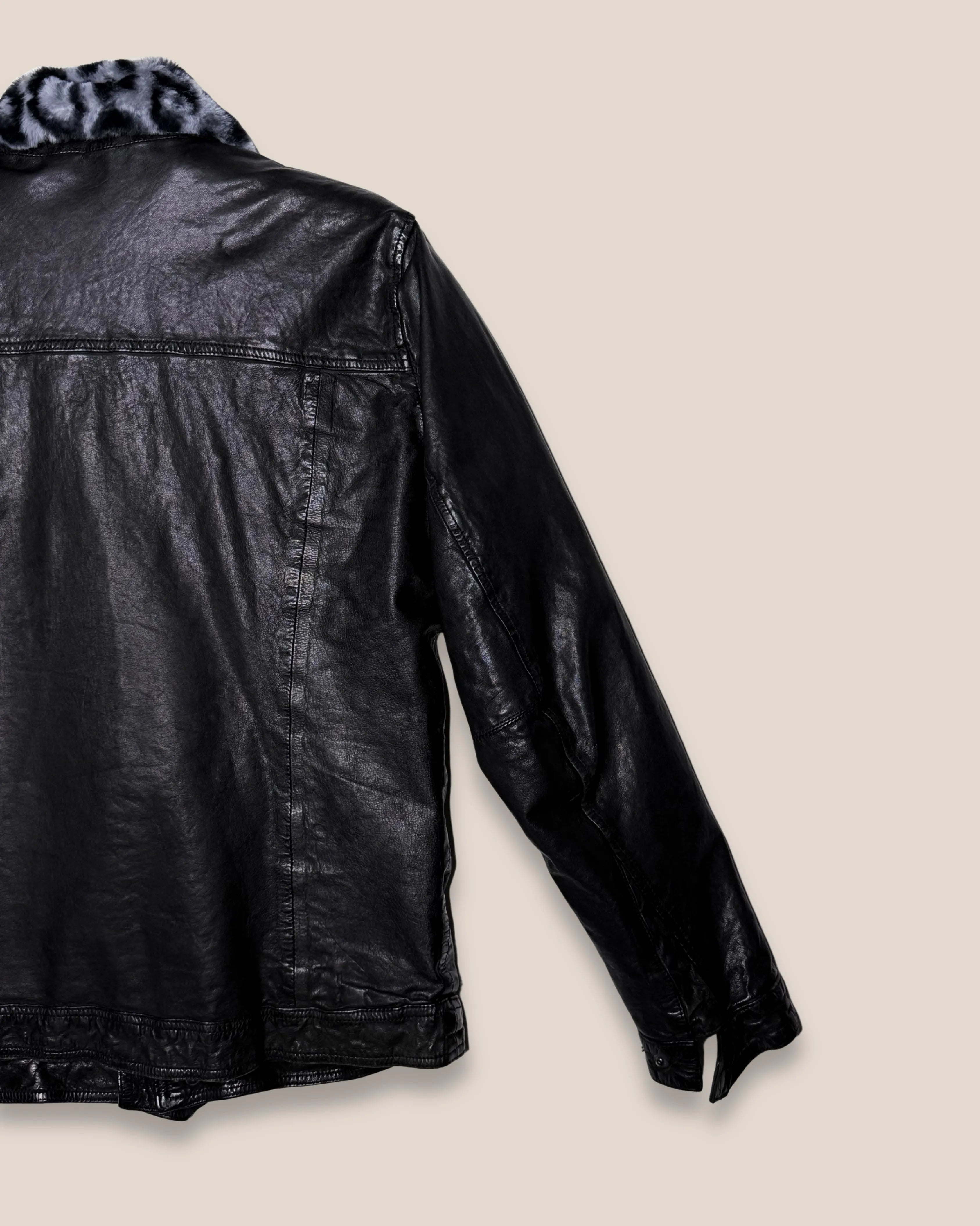 Blouson cuir véritable zippé black