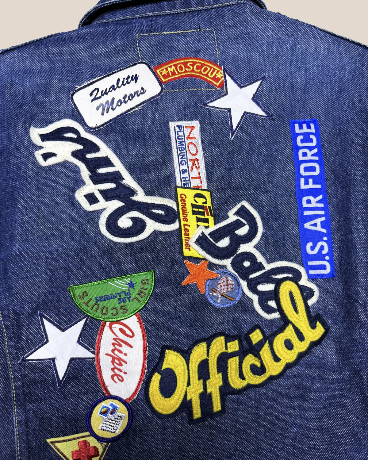 Blouson denim multi écussons