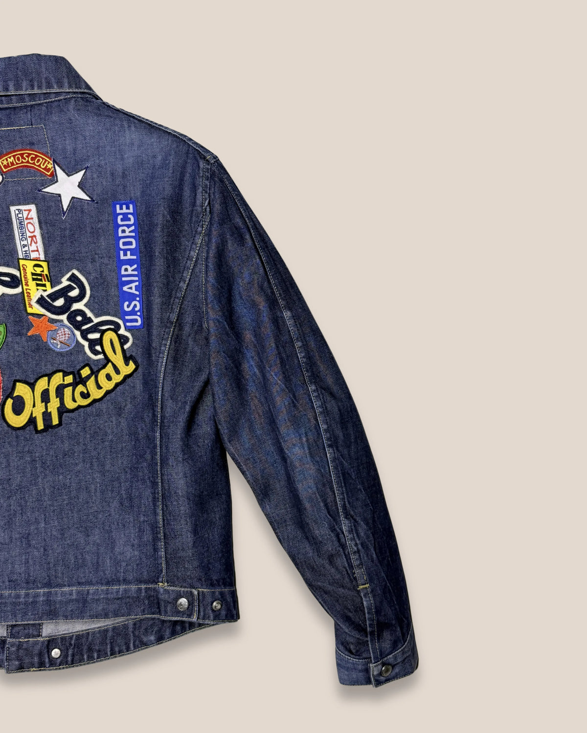 Blouson denim multi écussons