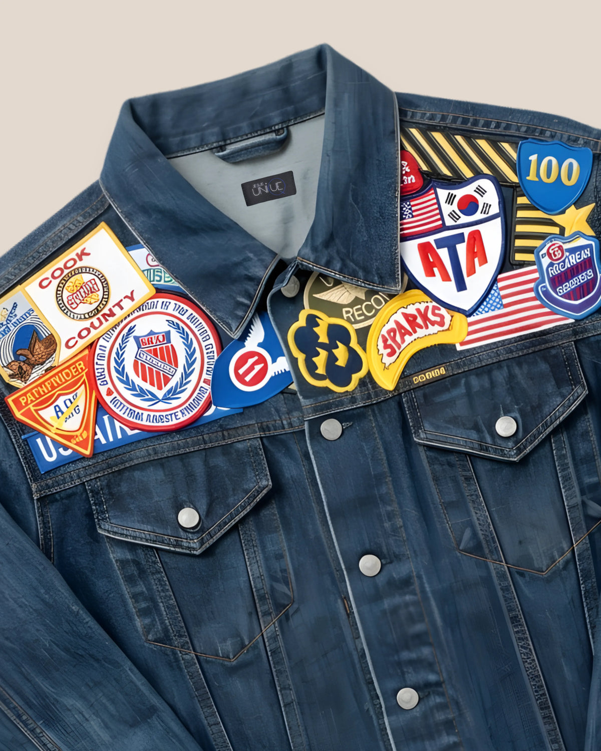 Veste en denim multi-patches "The Collector"
